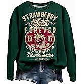 BOMYTAO Vintage Rock Band Sweatshirts for Women Fashion Country Music Pullover Beatle Strawberry Fields 1967 Long Sleeve Top