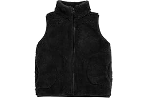 JESKIDS Girls' Boys Sherpa Fleece Vest Outwear Lightweight Solid Color Cute Jacket with Pockets 2-11 Years