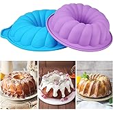 CLUEWR 2 Pack Silicone Cake Pans, 8 & 10 Inch Non-Stick Silicone Cake Baking Molds for Baking Jello, Gelatin, Brownie, Cornbread