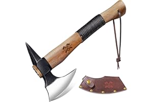 Grumpy Bear 15" Survival Axe Camping Hatchet – Forged High Carbon Steel Blade with Walnut Wood Handle – Shock-Absorbing, Anti-Slip Grip – Ideal for Bushcraft, Wood Splitting & Outdoor Adventures