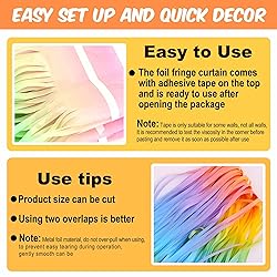 6 Pack 3.28x9.8 Ft Light Rainbow Foil Fringe