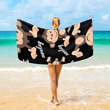 Ahomy Serviette De Plage En Microfibre Motif Singe De Dessin