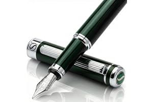 Scriveiner British Racing Green Fountain Pen - Stunning Luxury Pen with Chrome Finish, Schmidt Nib (Medium), Best Pen Gift Set for Men & Women, Professional, Executive, Office, Nice Pens