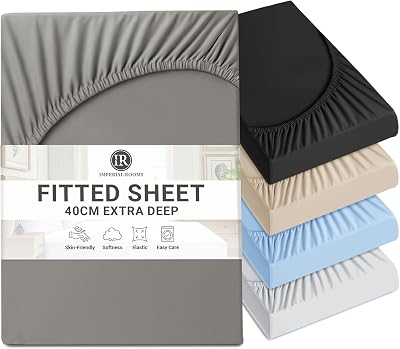 IR Imperial Rooms King Size Fitted Sheet Extra Deep Grey Microfiber