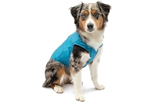 Kurgo Loft Dog Jacket - Reversible Cozy Coat for Outdoor Adventures - Water Resistant - Athletic Fit - Machine Washable Fabric - Reflective Dog Gear - Medium - Coastal Blue