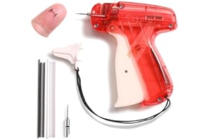 SAYORG Quick clothing fixator, micro needle clothing sewing gun, mini clothing embroidery gun quick sewing tool, including 1 needle, 1000 white and 1000 black 4.5mm fasteners (Red)