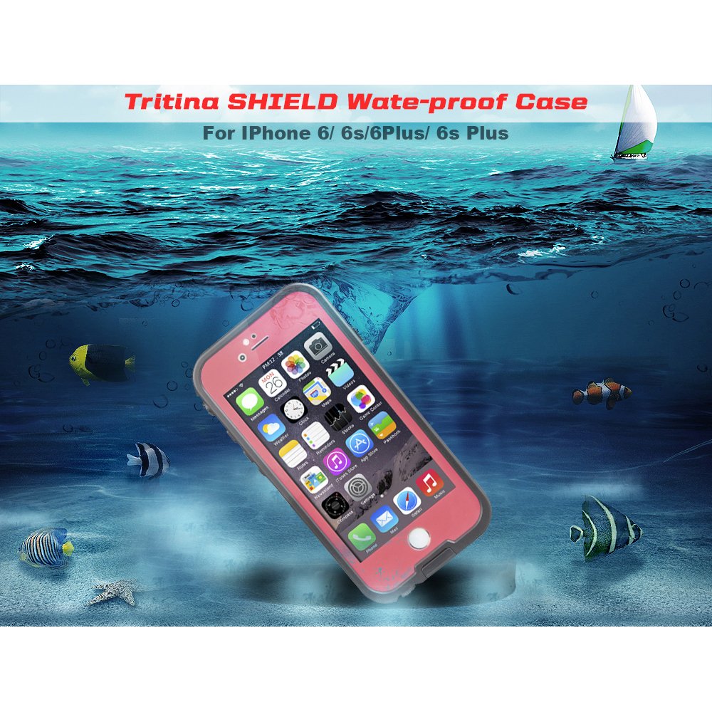 TRITINA Waterproof Case for iPhone 6 6s 4.7inch with Touch ID - ShockProof,Dirtproof,SnowProof protection,Certified IP68 Full Body Cover (Black with Pink)