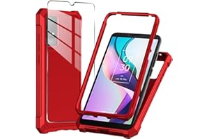Mocotto for TCL ION X Case,TCL ION V Phone Case with Tempered Glass Screen Protector,Slim Soft Silicone Full-Body Protective Case for TCL ION X (Red)
