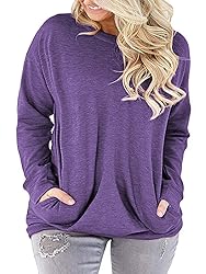 ROSRISS Plus Size Pockets for Womens Solid Color