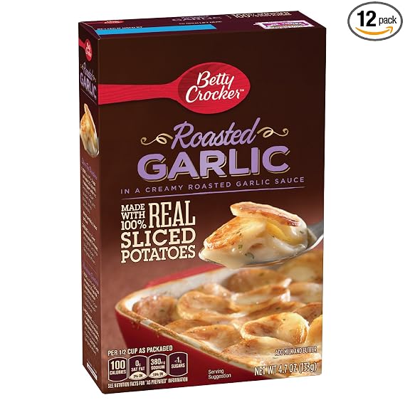 Betty crocker instant potatoes - roasted garlic dried idaho potatoes, corn starch, margarine (partially hydrogenated soybean oi (016000464100)