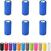 6 Pack Self Adhesive Bandage Wrap, 4 in x 5 Yards Non-Woven Self Adherent Cohesive Bandage, Vet Wrap Wound Tape for Thumb Finger Wrist Knee Ankle, Royal Blue