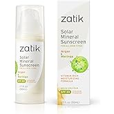 Zatik Naturals - Solar Mineral Sunscreen with Argan and Moringa, Vitamin and Mineral-Based Solar Protection, Vegan, Non-GMO, pH Balanced, FREE from Gluten, Soy, Alcohol. 1.7 fl oz, 50 ml