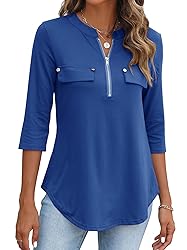 Halife Ladies Tops and Blouses 3/4 Sleeve Stretchy