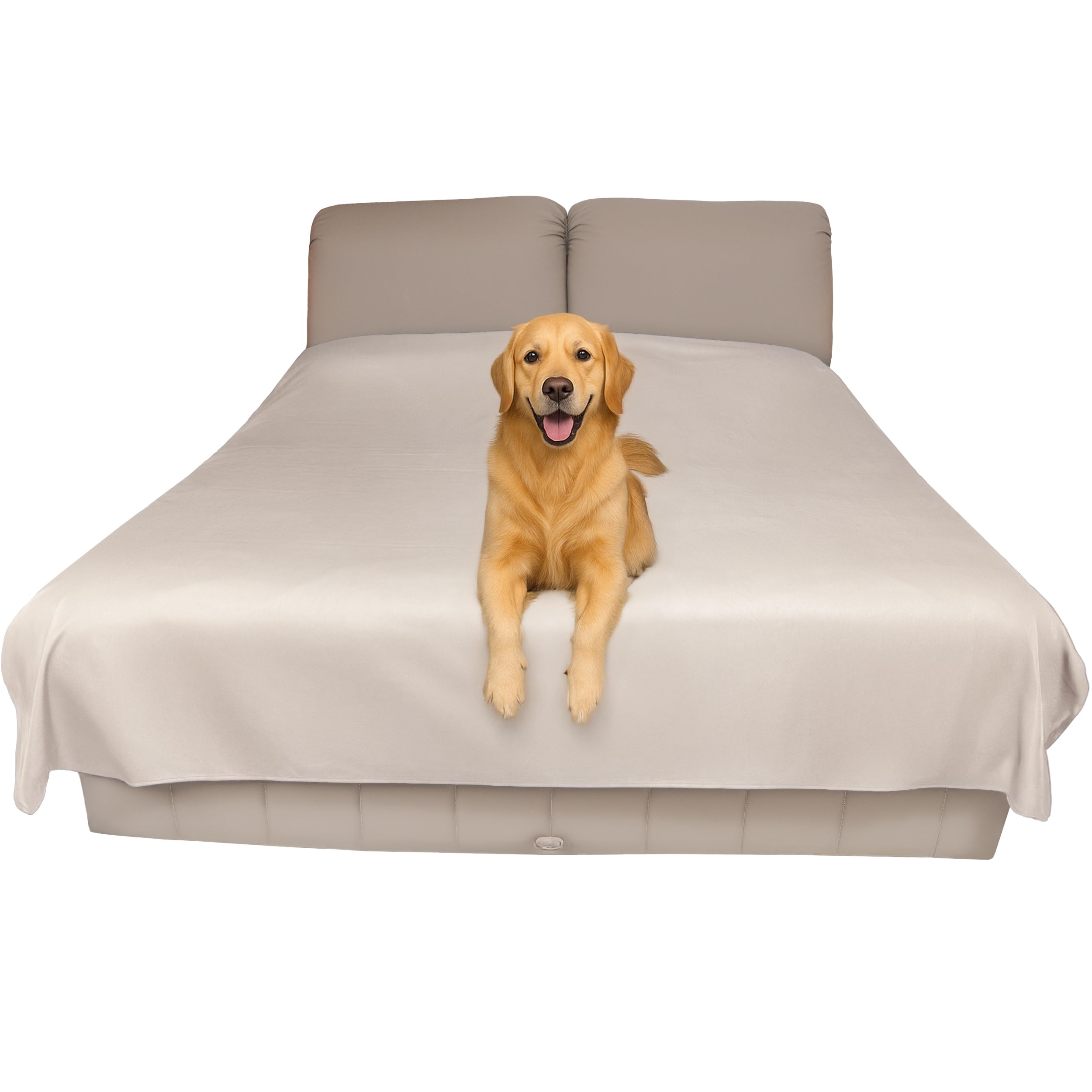 SILLY LEGACY Thin Reversible Waterproof Protective Cover or Liner for Bed or Couch, for Dogs and Cats (Double 244 x 208 cm, Beige)