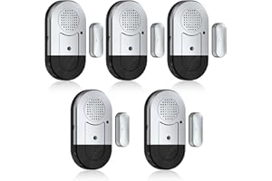 Sanjie Door Window Alarms - 5 Pack,125dB,Volume Control,Window Door Open Alarm Sensors for Kids Safety/Dementia/Pool,Wireless Sensors Keep Your Home Security,Easy to Install,Long Battery Life