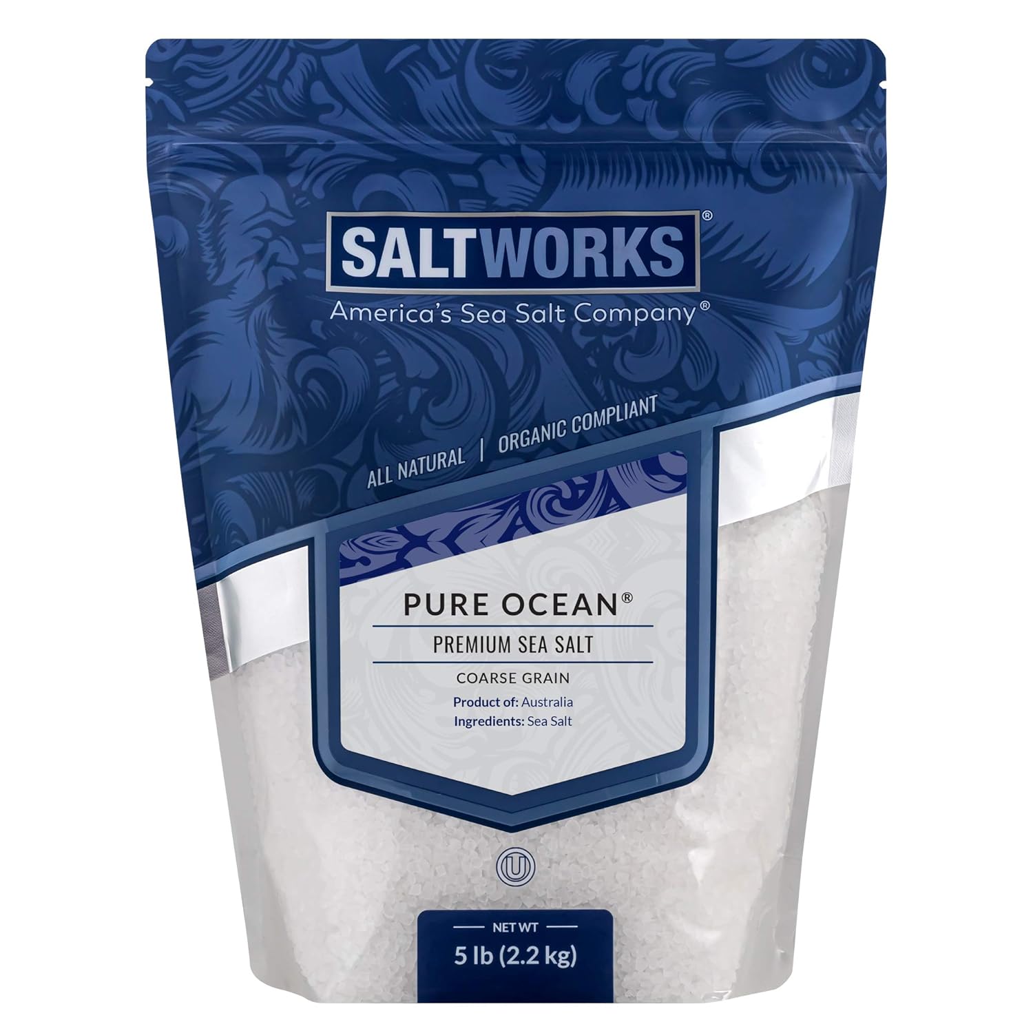 SaltWorks Pure Ocean Sea Salt, Coarse Grain, 5 Pound Bulk Bag: Grocery & Gourmet Food
