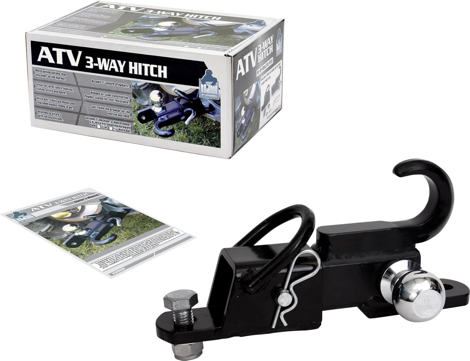 Komodo ATV3WH22 ATV 3Way Receiver Hitch with 2Inch Hitch Ball