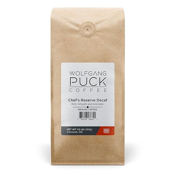 WOLFGANG PUCK COFFEE, CHEF’S RESERVE DECAF, GROUND, 1 LB. BAG (PACK OF 1)