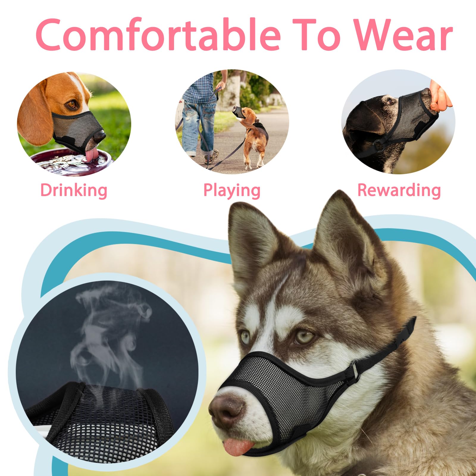 Mesh Muzzle For Small Dog LUCKYPAW Soft Muzzle For Small Medium