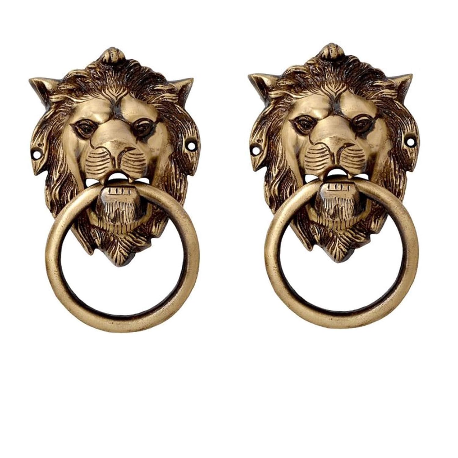 Susajjit Decor Lion Face Door Knocker In Antique Lacquer Finish