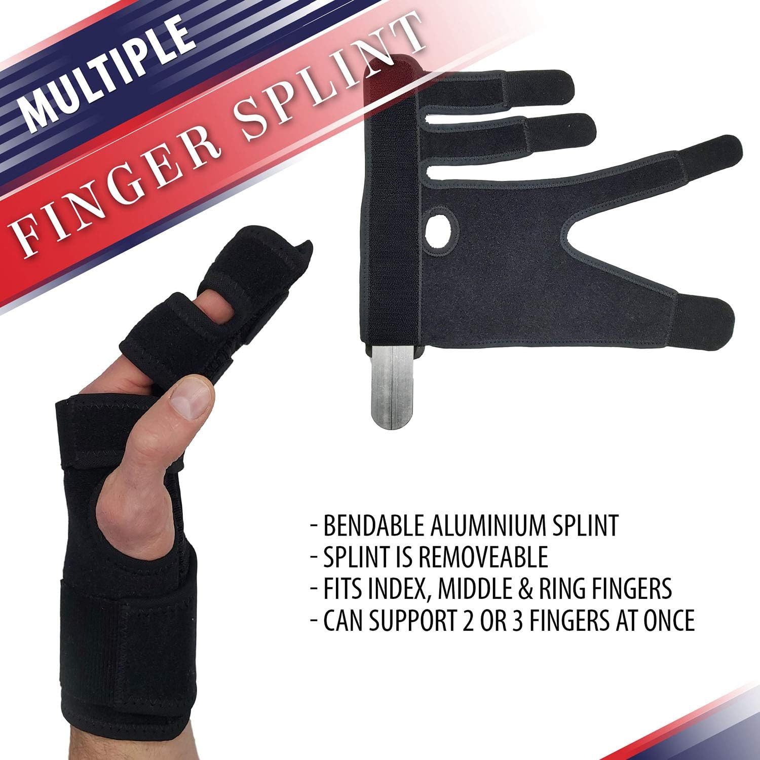 Trigger Finger Splint Finger Brace – Supports Two or Three Fingers. Help Broken Fingers Hand Contractures, Arthritis, Tendonitis, Mallet Fingers or Hand Splint for Metacarpal Fractures (Right - S/Med): Health & Personal Care