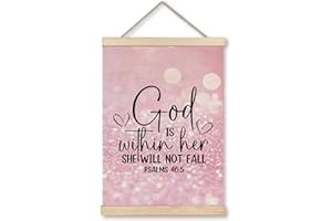 GDJIEGBC God Is Within Her She Will not Fall Pink Christian Poster Wall Art Framed, Inspirational Bible Verses Faith Canvas Prints Wall Decor for Home Girls Room,12x16 Inch