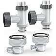 POOLHACKER Replacement Type B Hose Adapter 1.25" to 1.5" with Plunger Valve Parts for Above Ground Pool, Hose Adapter B & Shut Off Valve with Gaskets & Nuts for Above Ground Pool (2 Pack)