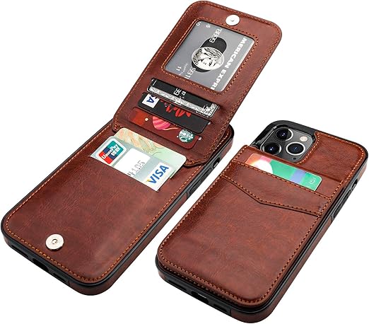 Amazon Com Kihuwey Compatible With Iphone 12 Pro Max Case Wallet With Credit Card Holder Premium Leather Magnetic Clasp Kickstand Heavy Duty Protective Cover For Iphone 12 Pro Max 6 7 Inch Brown