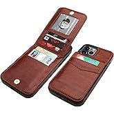 KIHUWEY Compatible with iPhone 12 Pro Max Case Wallet with Credit Card Holder, Premium Leather Magnetic Clasp Kickstand Heavy Duty Protective Cover for iPhone 12 Pro Max 6.7 Inch(Brown)