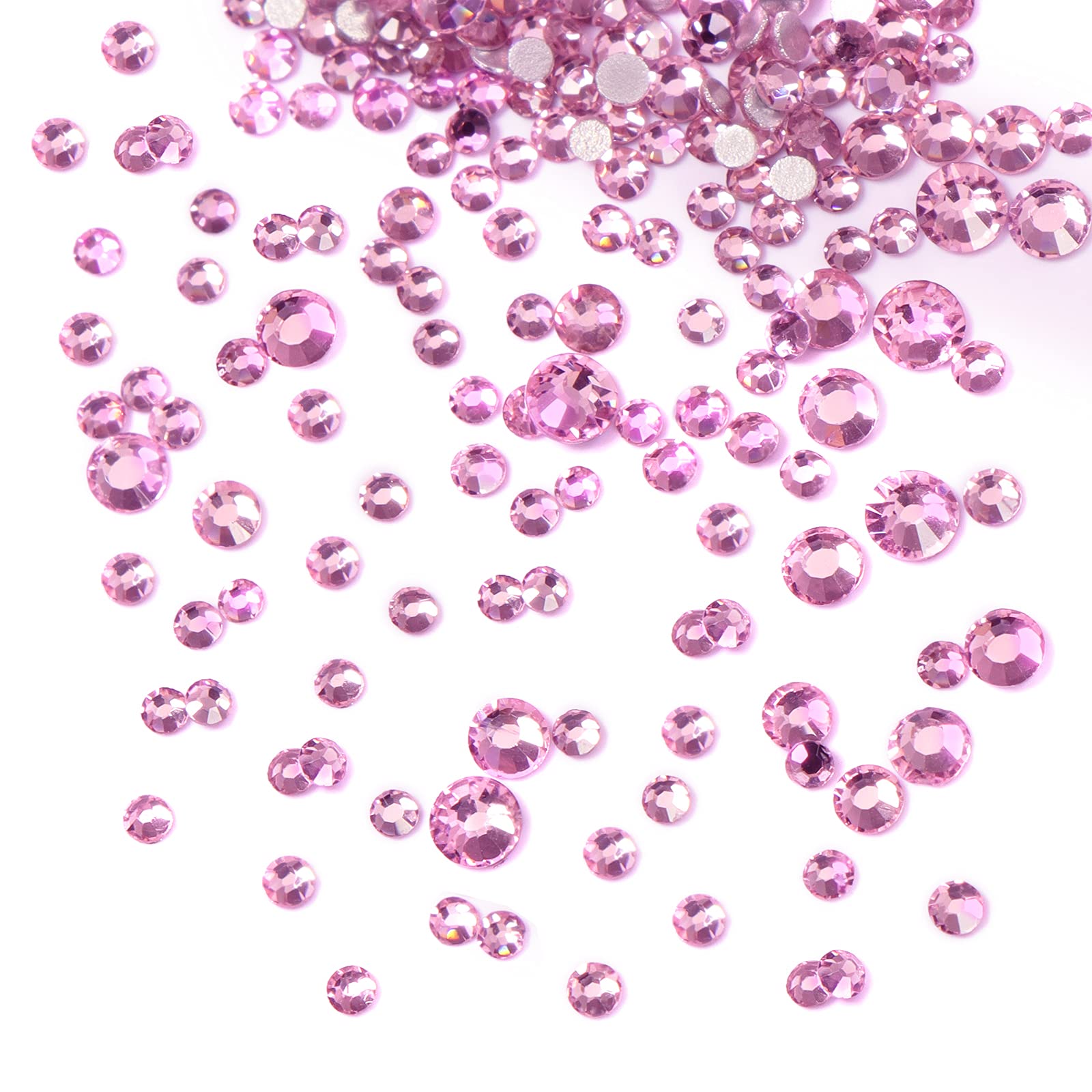 Jollin 3456 Flat Back Rhinestones, Glass Pendants, Gems for Nail Art, 6 Sizes, SS4~SS12, Rose, Mixed SS4 5 6 8 10 12