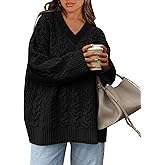 Okiwam Women's Oversized Sweaters Long Sleeve V Neck Cable Knit Pullover Tops Fall Outfits Spring Fashion Clothes 2026