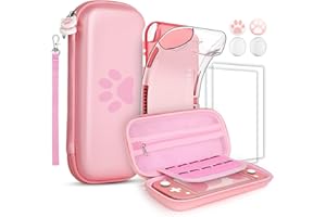GeeRic 8PCS Case Compatible with Switch Lite, (Not Compatible with Switch) Carrying Case Accessories Kit, 1 Soft Silicon Case