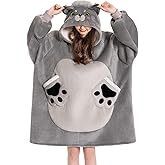 OLAOLA Wearable Blanket Hoodie for Adults - Oversized Animal Hooded Blanket - Soft Warm Cozy Sherpa Fleece Sweatshirt