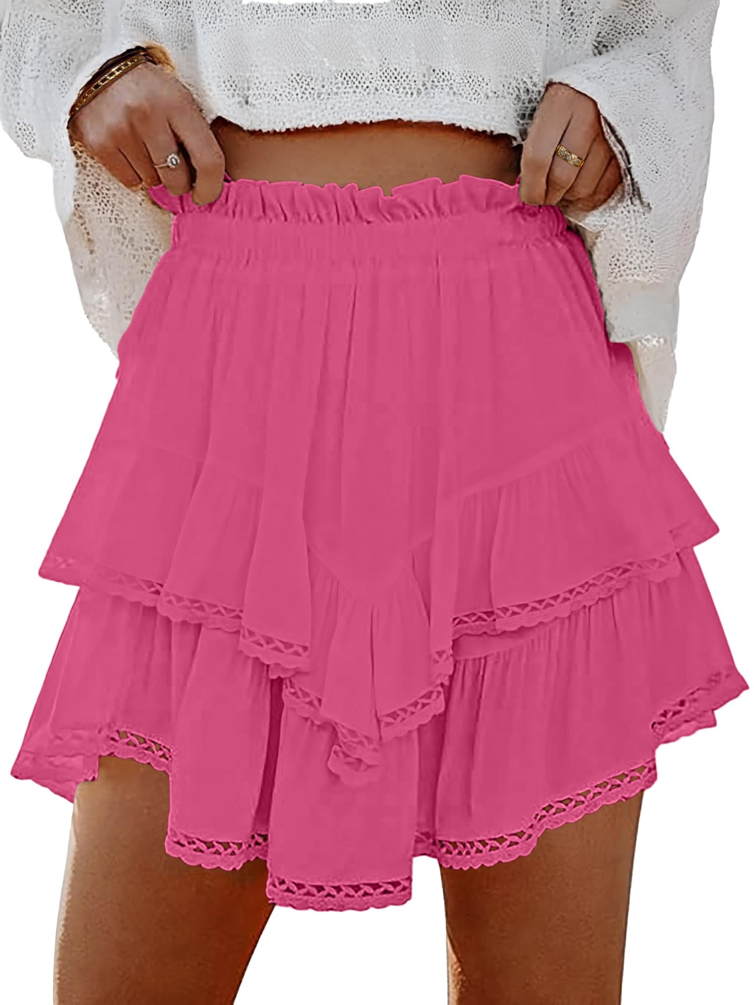 Lepunuo Womens Shorts High Waisted Skorts Flowy