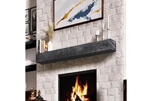 WEYDERK 60 Inch Floating Shelf, Faux Fireplace Mantel for Over Fireplace, Wood Mantel with Invisible Heavy Duty Metal Bracket, Wooden Floating Shelves for Wall, Grey