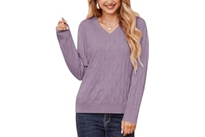 SODTAU Sweaters for Women 2025 Spring Long Sleeve Lightweight Oversized Casual Classic V Neck Fashion Pullover Sweaters