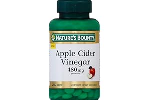 Nature's Bounty Apple Cider Vinegar 480mg Pills, Vegetarian Supplement Plant Based, 200 Tablets