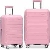 Traveler's Choice Pagosa Hardshell Expandable Luggage with Spinner Wheels, Pink, 2-Piece Set (22/27)