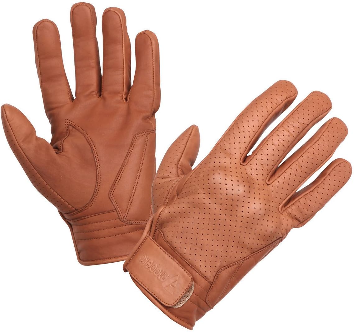 ModekaHOT CLASSIC Men's Leather Motorcycle Gloves – Brown