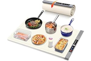 FLAONUSGT Electric Warming Tray - Fast Heating Food Warming Mat - Rollable Portable Silicone Food Warmer with 6 Level Temperature for Buffets Parties Gatherings Travel Home Daily Use -Easy to Clean