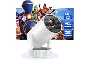 Mini Projector, Projecteur with Rechargeable Battery Supported 4K with 3.5Hrs, Projector with WiFi and Bluetooth, Auto Keysto