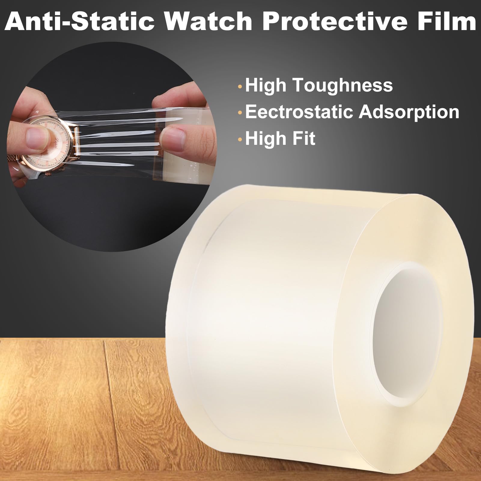 ZJchao 2 x 2.9in Anti-Static Transparent Watch Plastic Wrap, Watch Repair Tape for Watches, Jewelry, Hardware, Preventing Scratches, Fingerprints, Dust