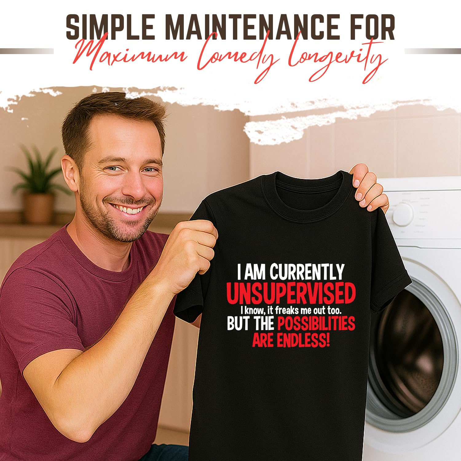 Feelin Good Tees I'm Currently Unsupervised Novelty Graphic Sarcastic Funny T Shirt