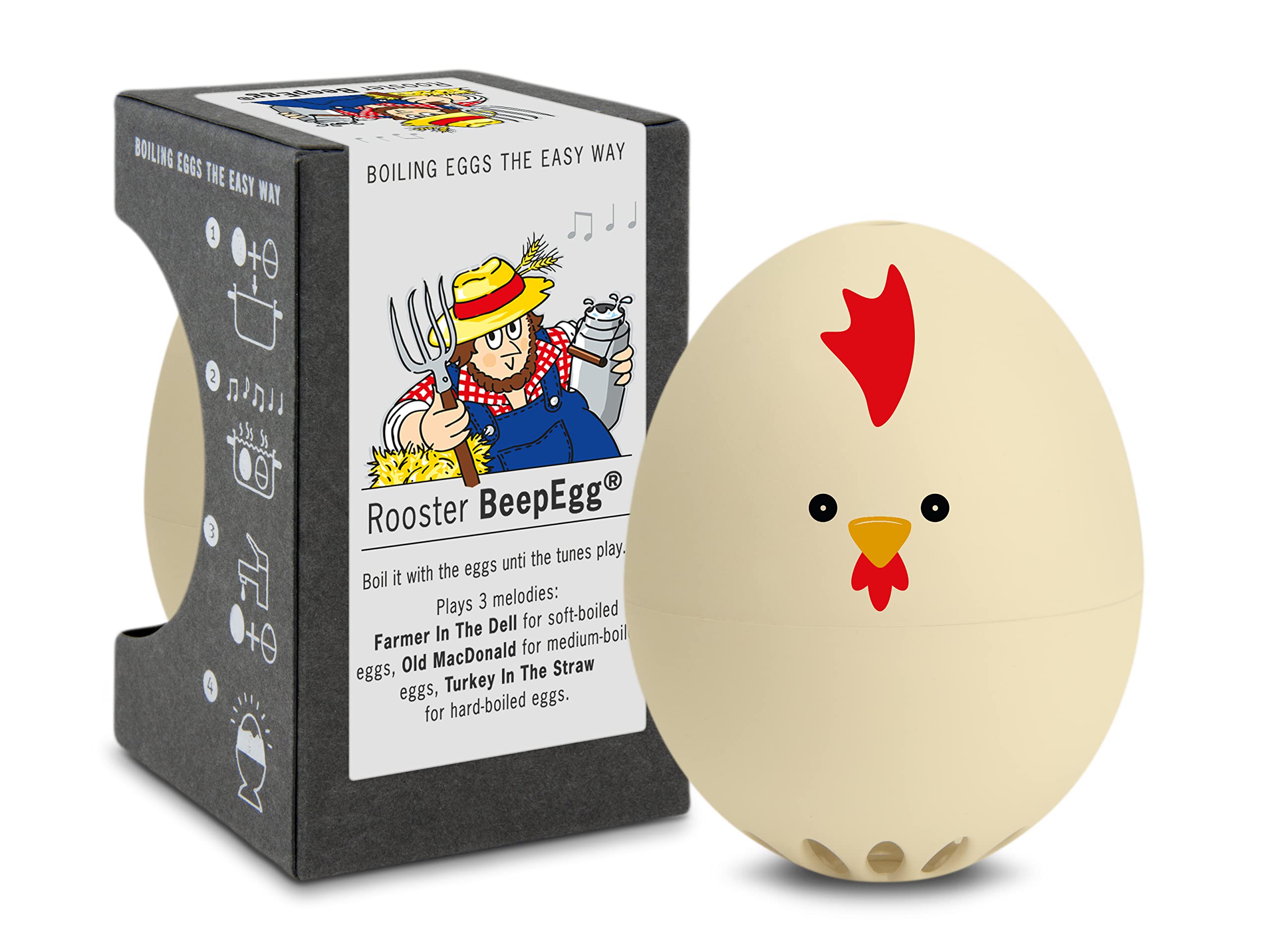 Brainstream PiepEi-The Singing Egg Timer for Cooking, Beige with Cockel Design, 5,1 x 4,5 cm