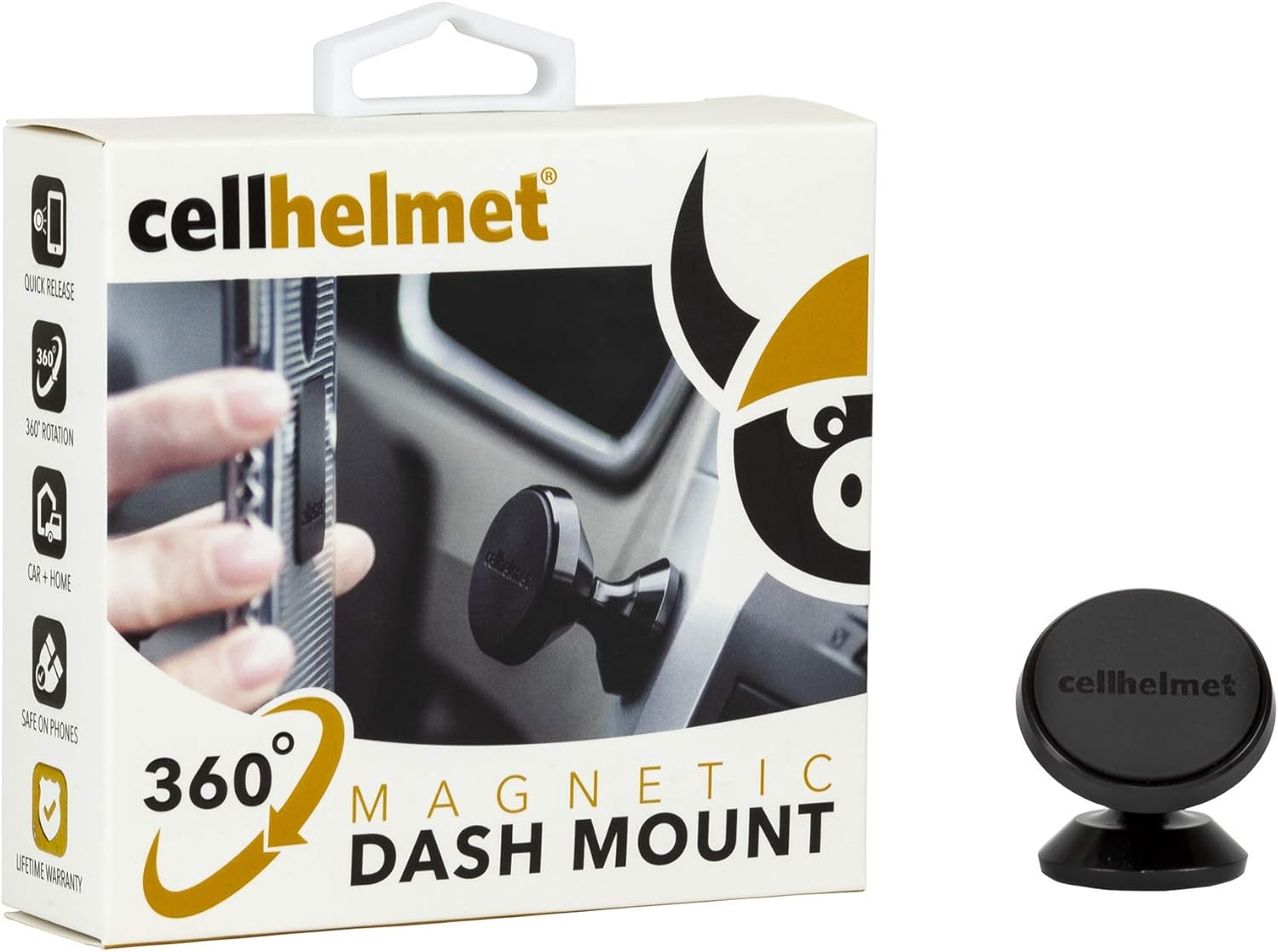cellhelmet 360° Magnetic Dash Mount Cell Phone Holder for Car Compatible with iPhone 11 Pro Max Xs 8 7 6S Se Galaxy Note 10 Plus S10+ S20 S9 S8 | As Seen on Shark Tank