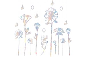 VIKISSM Window Decals to Prevent Bird Strikes， 30 Pieces Flower Rainbow Stickers - Anti-Collision Window Decals to Save Birds from Window Collisions,Non Adhesive Prismatic Vinyl Window Cling