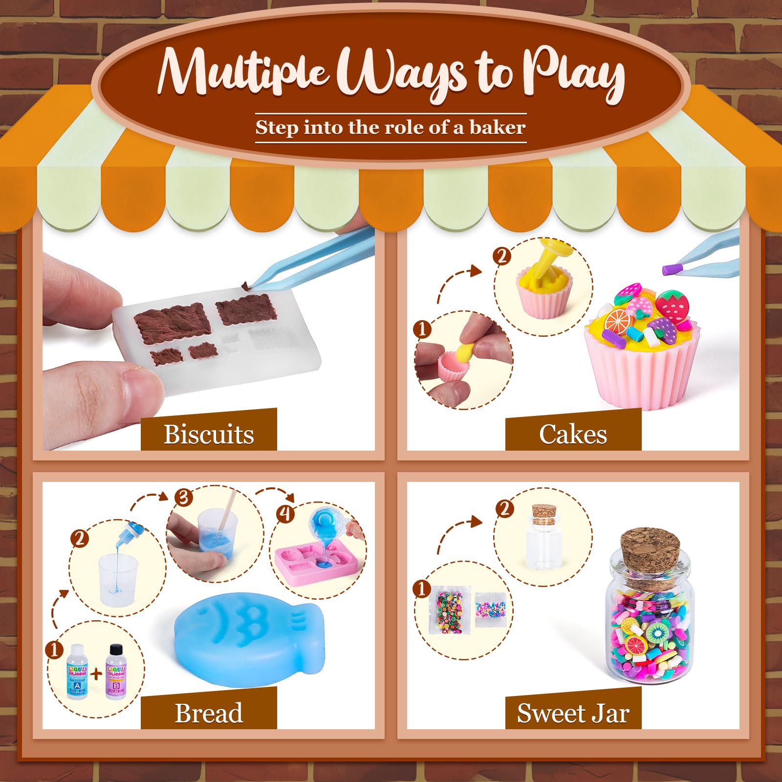 Ltteaoy DIY Miniatur Haus Bastelset für Kinder,Basteln mädchen 6-12 jahre mit LED Squishy selber machen Set Silikon und Modelliermasse,Geschenke mädchen 6/8/10/12 jahre 2