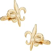 Cuff-Daddy Fleur De Lis Cufflinks Gold-Tone New Orleans Mardi Gras with Presentation Box