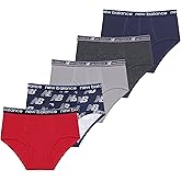 New Balance Boys' Non-brushed Jersey Performance Wicking Cotton Brief Underwear (5 Pack)