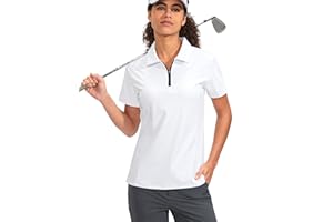 Viodia Women's Golf Shirt Short Sleeve with Zip Up Quick Dry Stretch Tennis Collared Polo Shirts for Women Golf Clothes